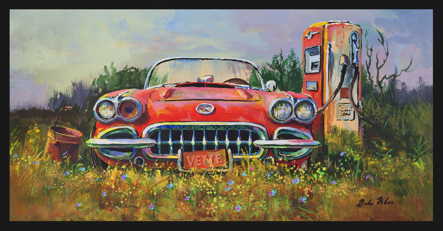"Vette By a Pump" Framed Canvas